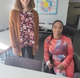 ADAPT Fashion interns, Brandi and Jenna, recently helped client, Ramon, pick out professional attire for an upcoming Job Fair!